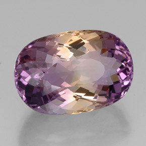 Ametrino bicolor natural 19,00ct, corte oval, VVS