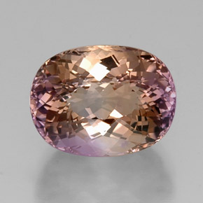 Ametrino bicolor natural 11,43ct, corte oval, VVS