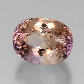 Ametrino bicolor natural 11,43ct, corte oval, VVS