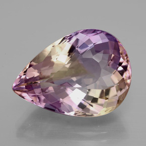Ametrino bicolor natural 13,77ct, formato de pêra, VVS