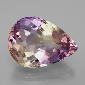 Ametrino bicolor natural 13,77ct, formato de pêra, VVS