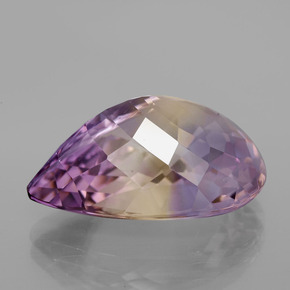 Ametrino bicolor natural 13,77ct, formato de pêra, VVS