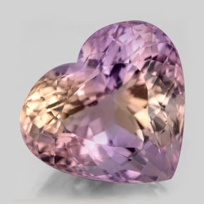 Ametrino bicolor natural 16,08ct, formato de coração, VS
