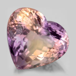 Ametrino bicolor natural 16,08ct, formato de coração, VS