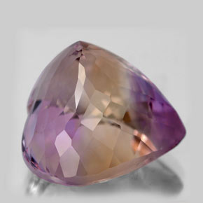 Ametrino bicolor natural 16,08ct, formato de coração, VS