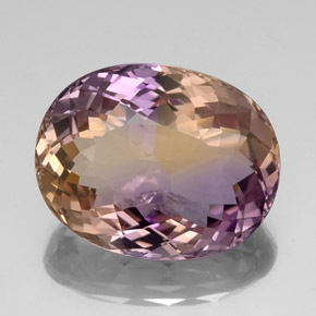 Ametrino bicolor natural 21,60ct, corte oval, VVS