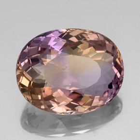 Ametrino bicolor natural 21,60ct, corte oval, VVS