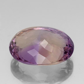 Ametrino bicolor natural 21,60ct, corte oval, VVS