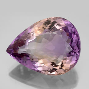 Ametrino bicolor natural 13,91ct, formato de pêra, VS