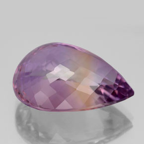Ametrino bicolor natural 13,91ct, formato de pêra, VS