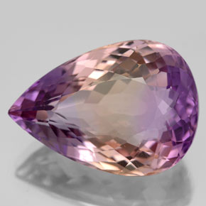 Ametrino bicolor natural 15,99ct, formato de pêra, VS