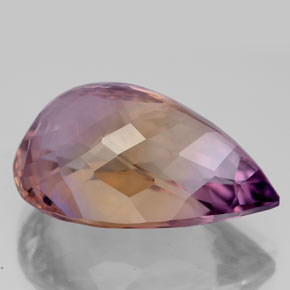 Ametrino bicolor natural 15,99ct, formato de pêra, VS