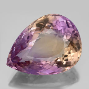 Ametrino bicolor natural 16,46ct, formato de pêra, VVS