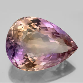 Ametrino bicolor natural 16,46ct, formato de pêra, VVS