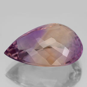 Ametrino bicolor natural 16,46ct, formato de pêra, VVS