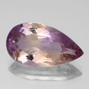 Ametrino bicolor natural 6,36ct, formato de pêra, VVS