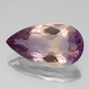 Ametrino bicolor natural 6,36ct, formato de pêra, VVS