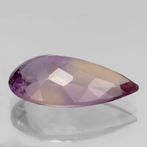 Ametrino bicolor natural 6,36ct, formato de pêra, VVS