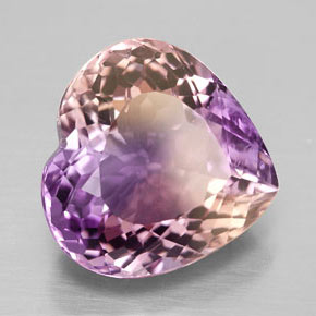 Ametrino bicolor natural 9,41ct, formato de coração, VS
