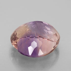 Ametrino bicolor natural 9,41ct, formato de coração, VS