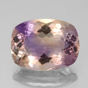 Ametrino bicolor natural 6,44ct, almofada cortada, VVS-VS
