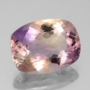 Ametrino bicolor natural 6,44ct, almofada cortada, VVS-VS
