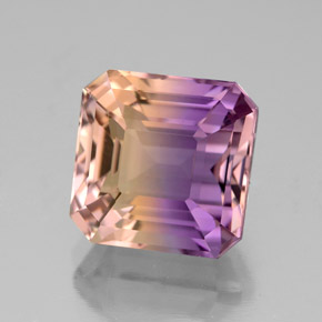 Ametrino bicolor natural 5,50ct, corte esmeralda, VVS