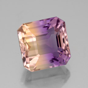 Ametrino bicolor natural 5,50ct, corte esmeralda, VVS