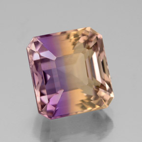 Ametrino bicolor natural 5,47ct, corte esmeralda, VS-SI