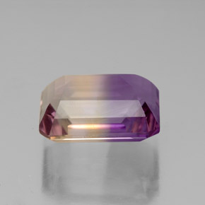 Ametrino bicolor natural 4,72ct, corte esmeralda, VS
