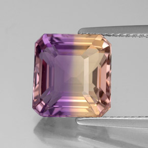 Ametrino bicolor natural 4,36ct, corte esmeralda, VS