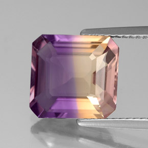 Ametrino bicolor natural 4,01ct, corte esmeralda, VS
