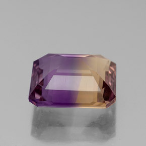 Ametrino bicolor natural 4,01ct, corte esmeralda, VS