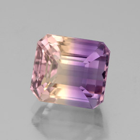 Ametrino bicolor natural 3,53ct, corte esmeralda, VS