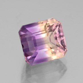 Ametrino bicolor natural 3,53ct, corte esmeralda, VS