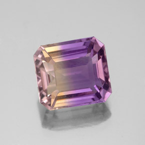 Ametrino bicolor natural 2,97ct, corte esmeralda, VS