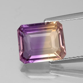 Ametrino bicolor natural 2,76ct, corte esmeralda, VS
