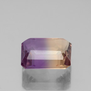 Ametrino bicolor natural 2,76ct, corte esmeralda, VS