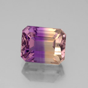 Ametrino bicolor natural 3,11ct, corte esmeralda, VVS