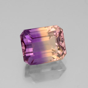 Ametrino bicolor natural 3,11ct, corte esmeralda, VVS