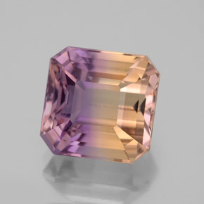 Ametrino bicolor natural 5,98ct, corte esmeralda, VVS-VS