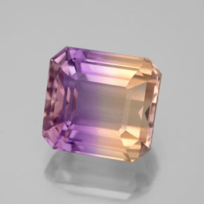 Ametrino bicolor natural 5,58ct, corte esmeralda, VS