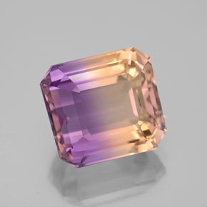 Ametrino bicolor natural 5,58ct, corte esmeralda, VS