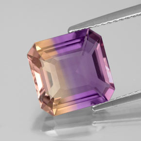 Ametrino bicolor natural 4,13ct, corte esmeralda, VS-SI