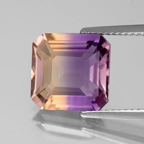 Ametrino bicolor natural 4,13ct, corte esmeralda, VS-SI