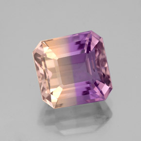 Ametrino bicolor natural 4,48ct, corte esmeralda, VS