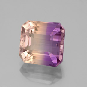 Ametrino bicolor natural 4,48ct, corte esmeralda, VS