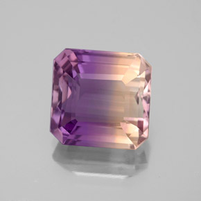Ametrino bicolor natural 4,26ct, corte esmeralda, VVS-VS