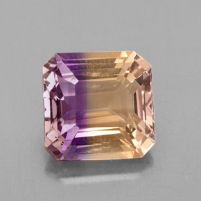 Ametrino bicolor natural 4,37ct, corte esmeralda, VS