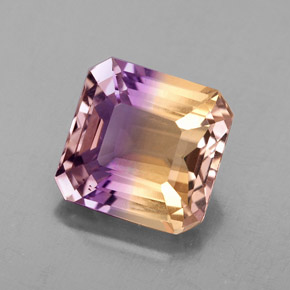 Ametrino bicolor natural 4,37ct, corte esmeralda, VS